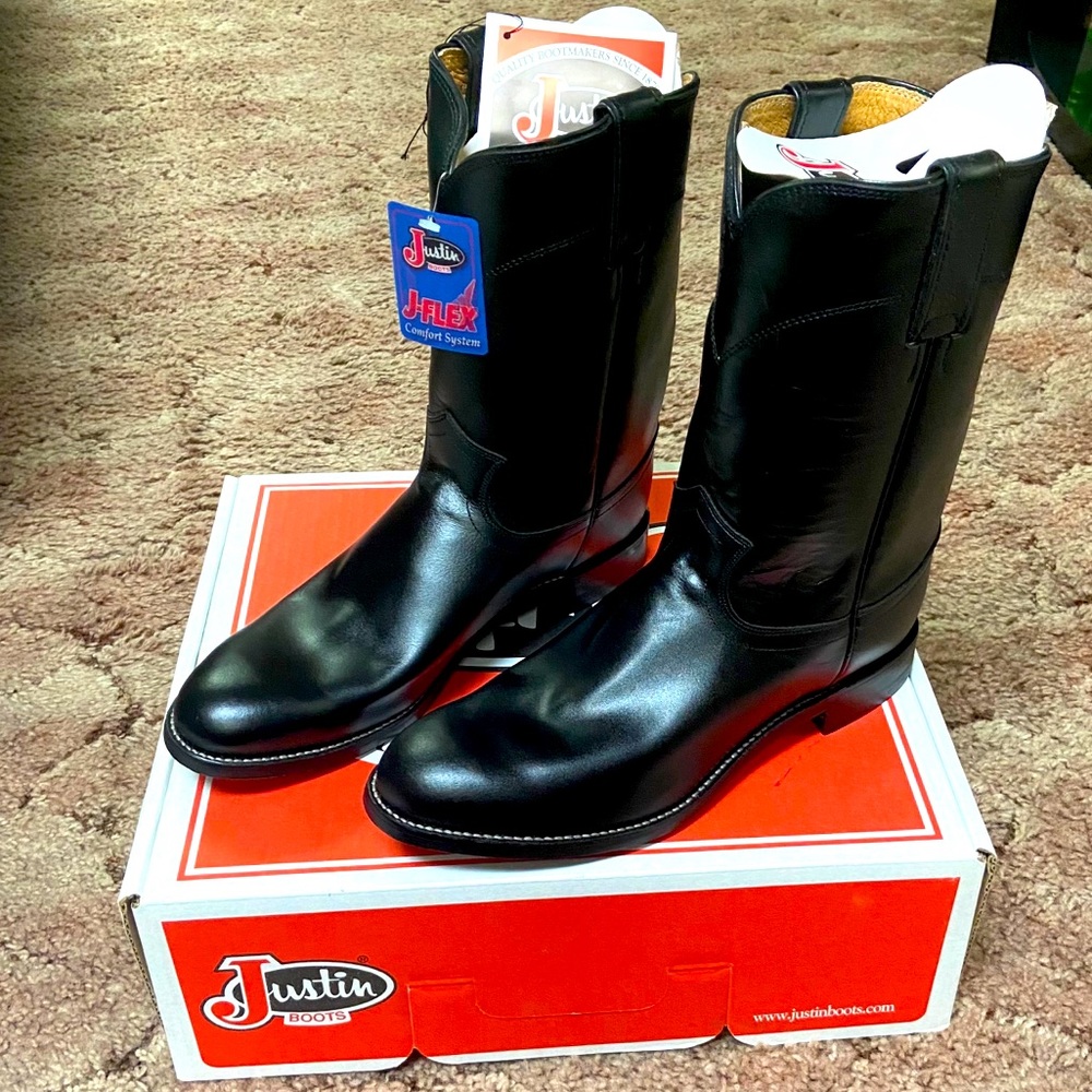 Brand New Black Leather Roper Boots